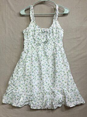 SO Goods For Life Floral Mini Dress Women's Small White Sleeveless Tiered Ruffle